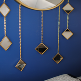 Gold Brass Round Mirror With Hanging Diamond Mirrors - The Chalk Home