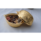 Gold Walnut Shaped Trinket Bowl - Engraved Walnut Shaped Jewelry Storage Box - The Chalk Home