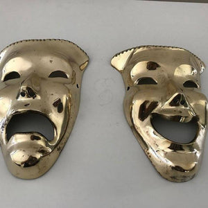 Set Of Two Greek Brass Masks - The Chalk Home