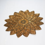 Flower Shaped Gold Table Mats With Bead Embroidery - The Chalk Home
