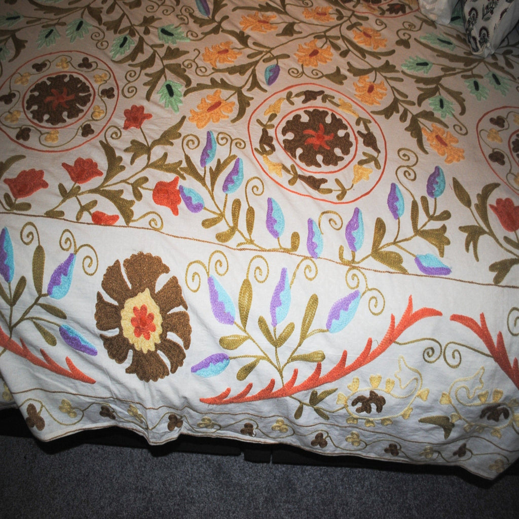 Hand Embroidered Suzani Bedcover - The Chalk Home