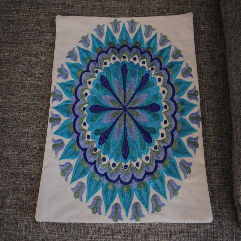 Blue Embroidered Mandala Cushion - The Chalk Home