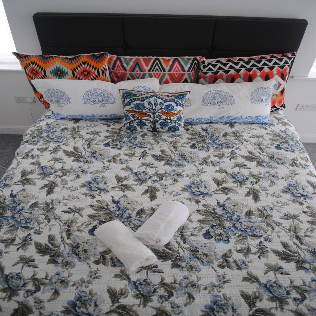 Blue Katha Bedcover in King Size - The Chalk Home