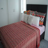 Hand Printed Red Ajarak Bedcover - The Chalk Home