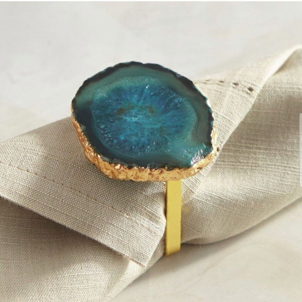 Blue Natural Agate Napkin Rings - The Chalk Home