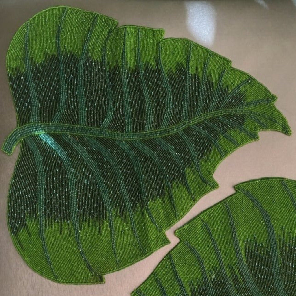 Green Table Mats In Leaf Design - The Chalk Home