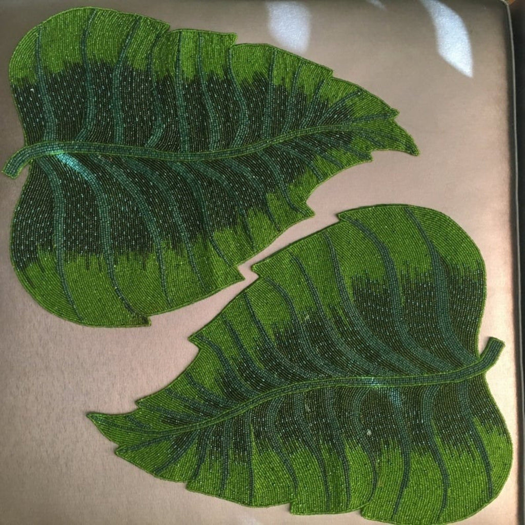 Green Table Mats In Leaf Design - The Chalk Home