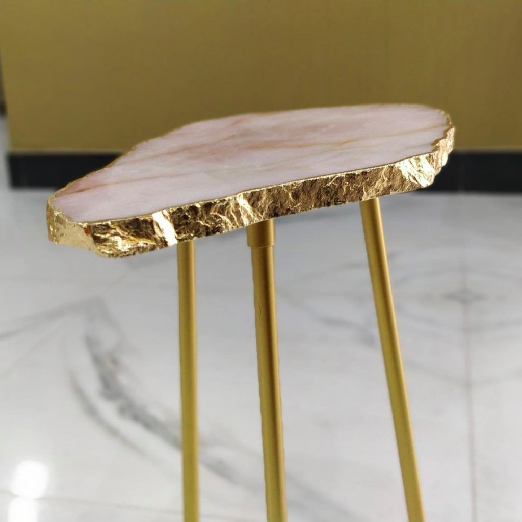 Natural Agate Side Tables in Rose Quartz - The Chalk Home