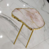 Natural Agate Side Tables in Rose Quartz - The Chalk Home