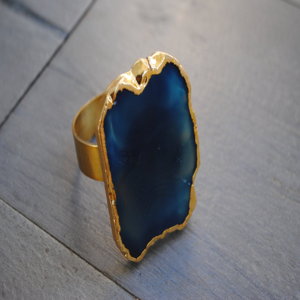 Blue Natural Agate Napkin Rings - The Chalk Home