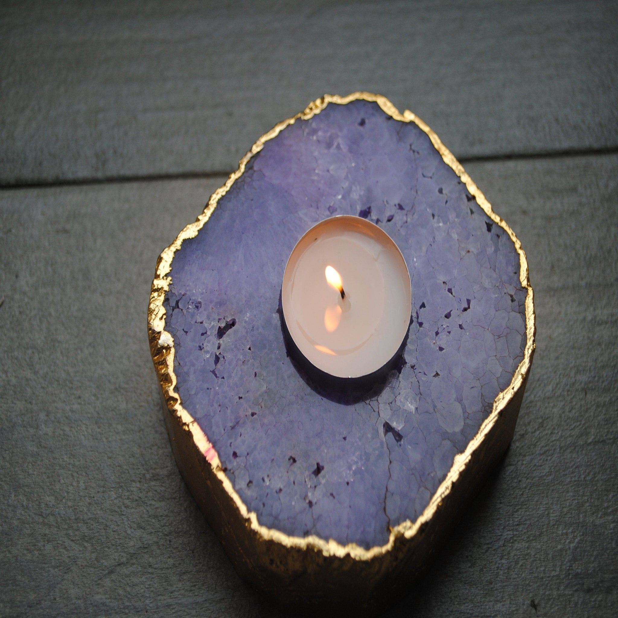 Purple Natural Agate Tealight Holder - The Chalk Home