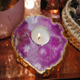 Purple Natural Agate Tealight Holder - The Chalk Home