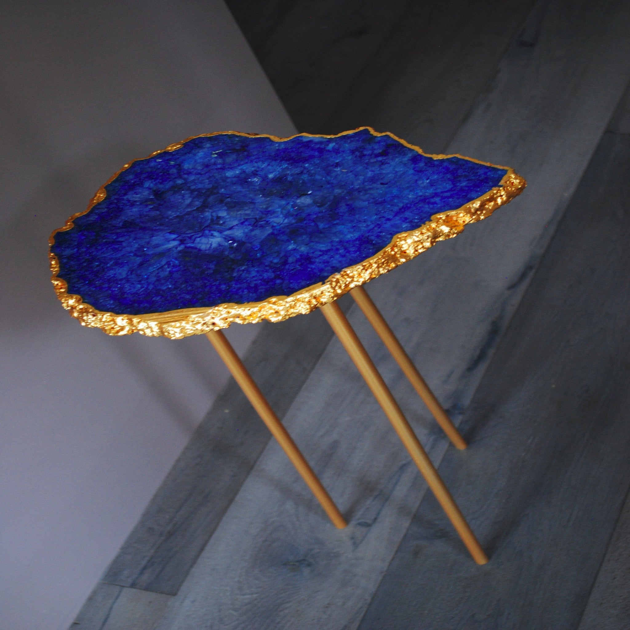 Blue Natural Agate Side Table - The Chalk Home