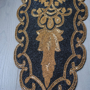 Black And Gold Beaded Table Runner - The Chalk Home