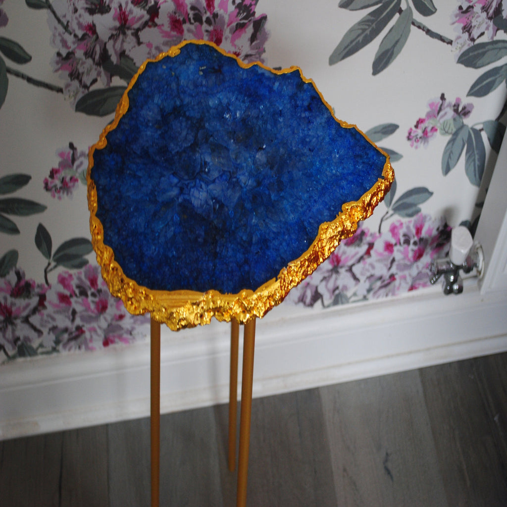 Blue Natural Agate Side Table - The Chalk Home