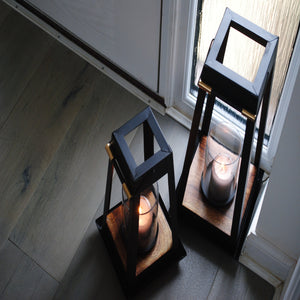 Black and Gold Wooden Lantern - The Chalk Home